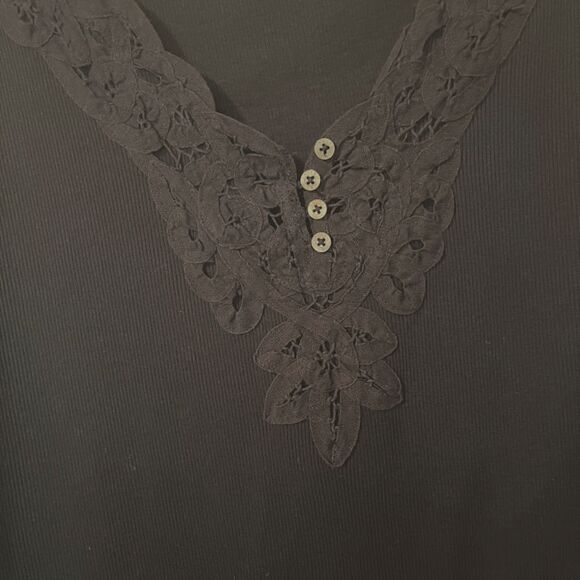 Lauren Ralph Lauren Top 2X Blue V-Neck Lace Applique Sleeveless Casual Nautical - Picture 5 of 5